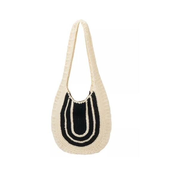 Urban Originals Crochet Black & Cream Valley Hobo Bag, NWT - Picture 1 of 2